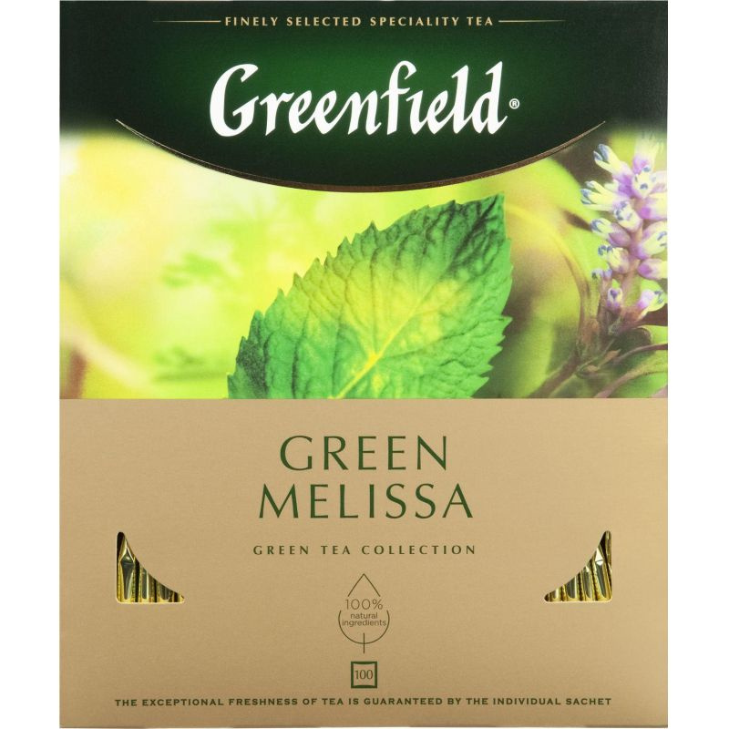 Greenfield Чай Green Melissa зеленый черный, 100 пакетиков #1