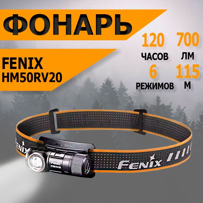 Фонарь налобный аккумуляторный светодиодный Fenix HM50RV20, 700 лм, аккумулятор  #1