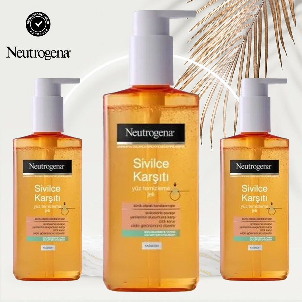 Neutrogena очищающий гель для лица против прыщей 200 мл (3шт) #1