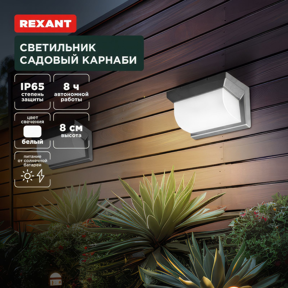 Садовый светильник на солнечной батарее Rexant "Карнаби", пыле-влагозащита - IP 65.  #1