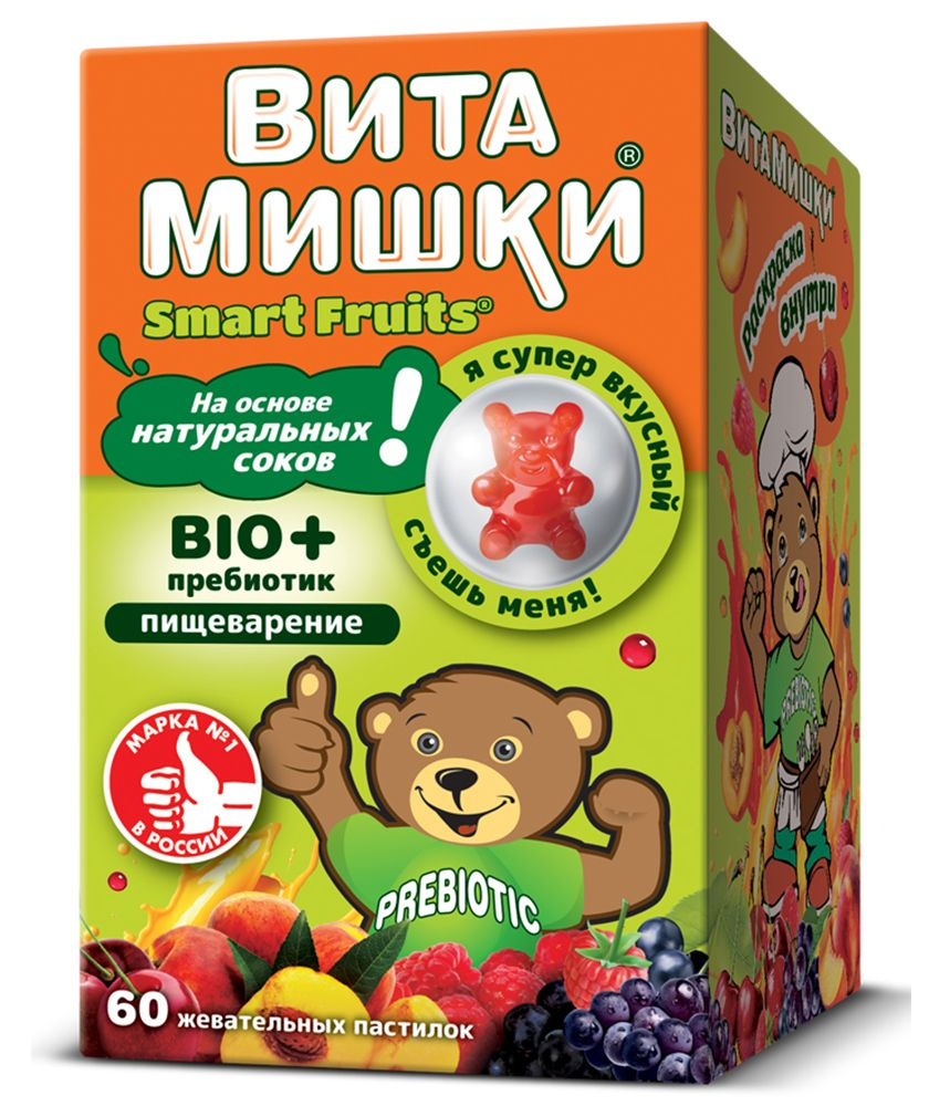 ВитаМишки BIO + пребиотик, пастилки жевательные 2500 мг, 60 шт.  #1