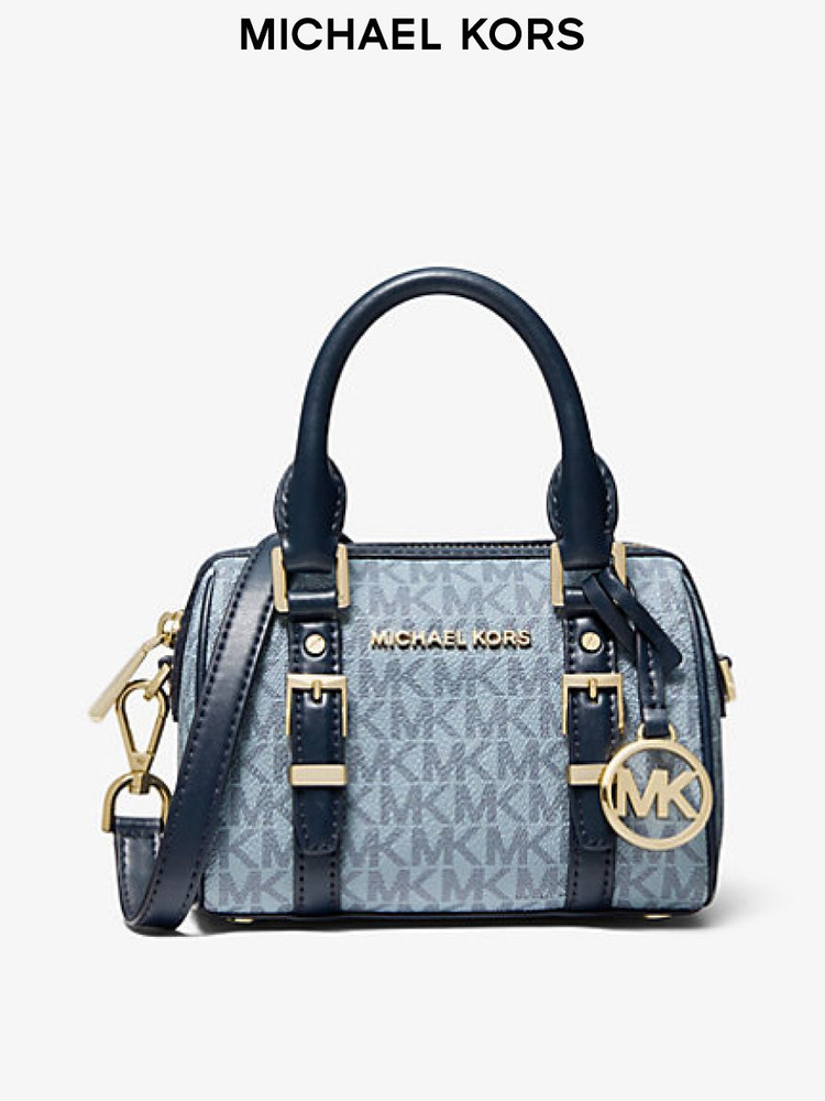 MICHAEL KORS BEDFORD Legacy Extra Small Logo Duffle Crossbody Bag 32F9G06C0B NAVY MULTI