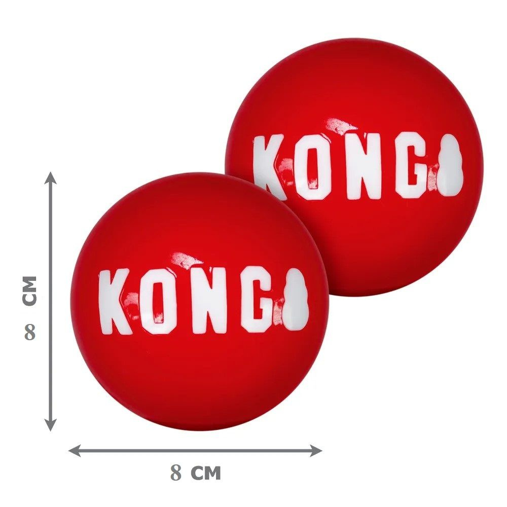 Kong Signature ball-2 L, Прочный мячик с пищалкой для собак, 8 см, 2 шт  #1