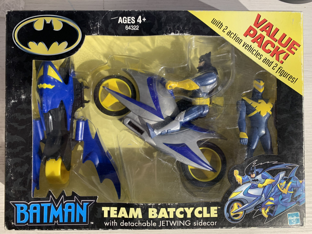 Игрушка Batman Team Batcycle with detachable Jetwing Sidecar Hasbro 2001 #1