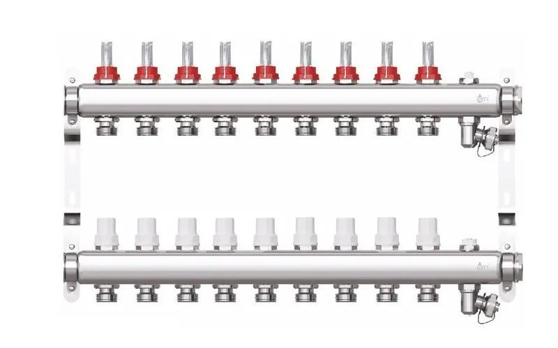 Коллектор STI с расходомерами 1"x 9 выходами, Евроконус 3/4 нержавеющая сталь  #1