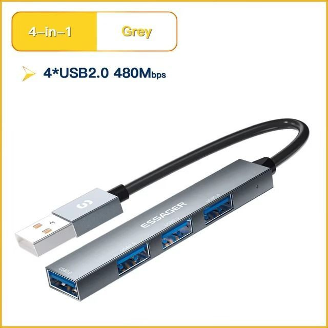 USB хаб (разветвитель) с 4 портами USB 3.0 для ноутбука, macbook, huawei, xiaomi, OTG  #1