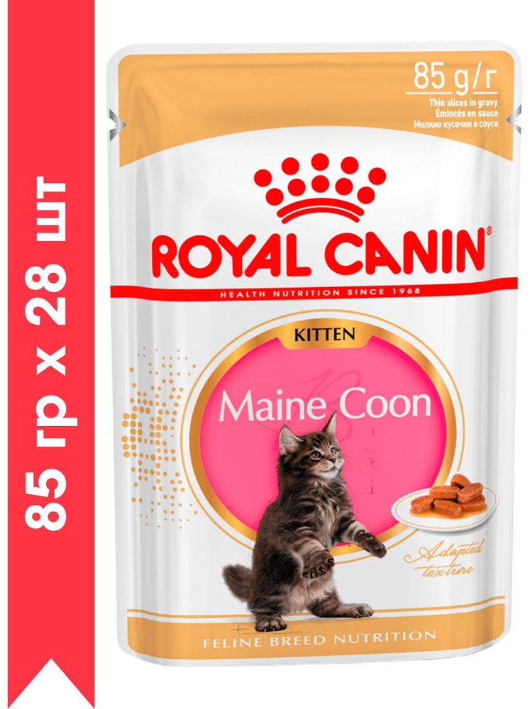 Корм влажный ROYAL CANIN MAINE COON KITTEN для котят мэйн кун в соусе пауч (85 гр х 28 шт)  #1