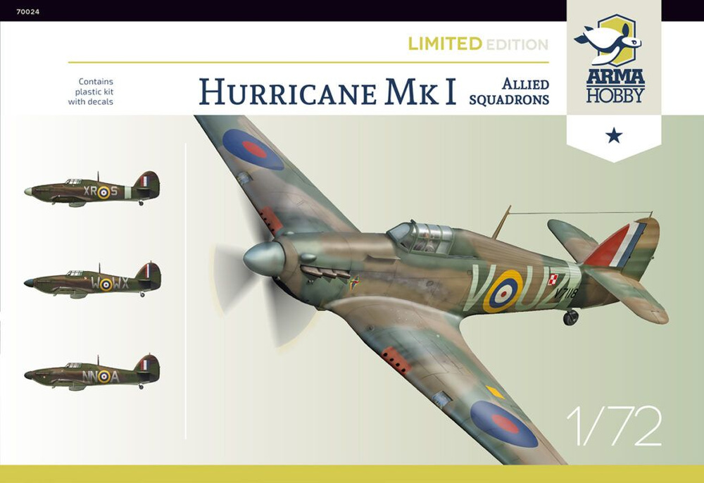 Сборная модель 1/72 Hurricane Mk.I Allied Squadrons Limited Edition (Arma Hobby) #1