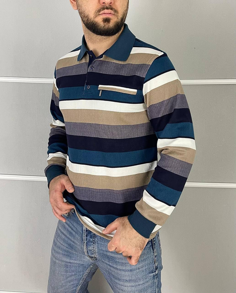 Bentin Поло Мужской BENTIN FASHION бежевый Длинный, размер 52 Хлопок ...