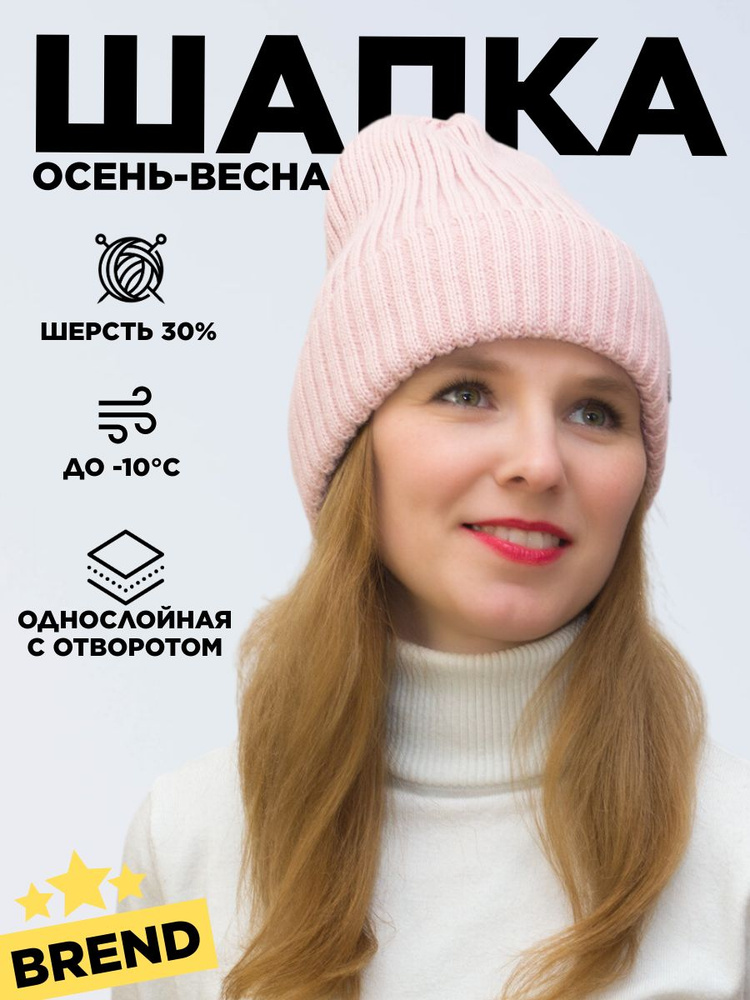 Шапка бини Lana Caps пудровый, 1 шт #1