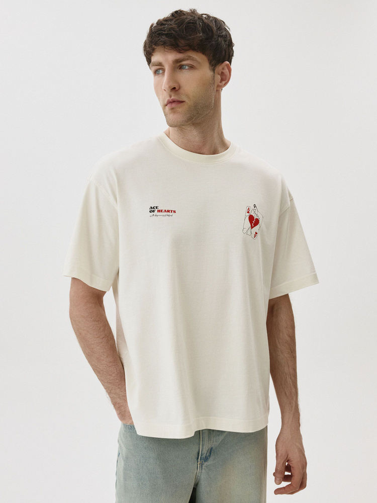 Футболка Мужской SELA ванильный, размер 50 прямой Повседневный Индия ...