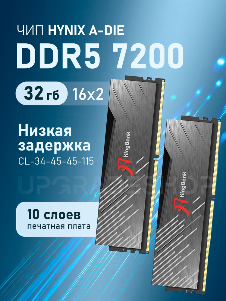 Модуль оперативной памяти KingBank 16 ГБ DDR5 PC57600 7200 MHz CL