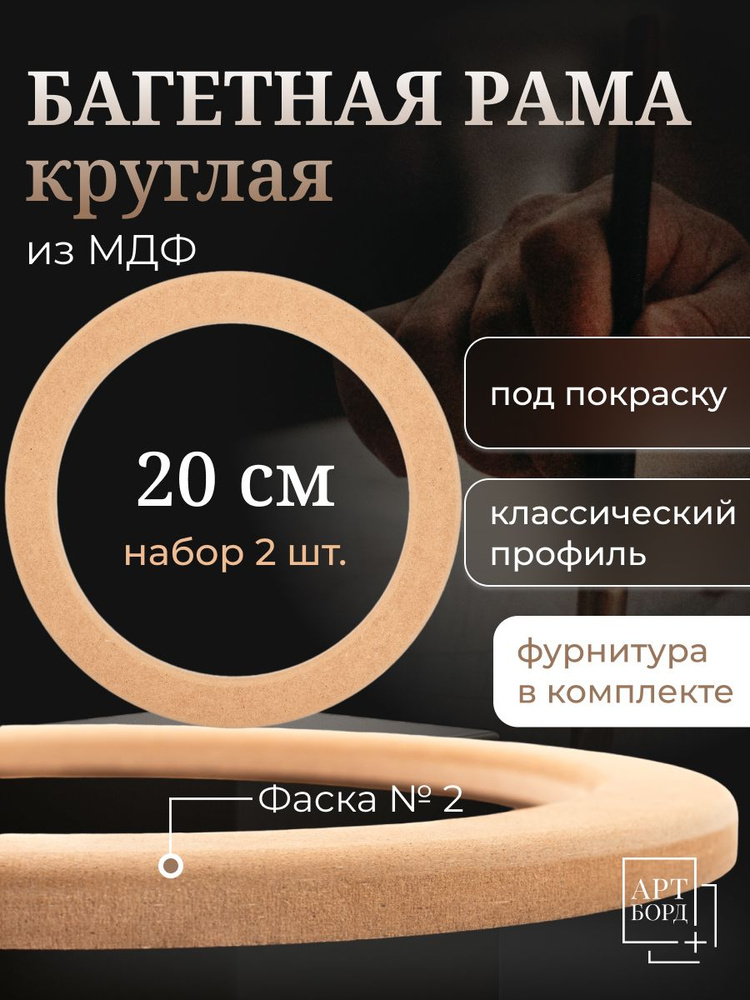 Круглая рама 20 см, 2 шт, багет для зеркала из МДФ - №2 #1