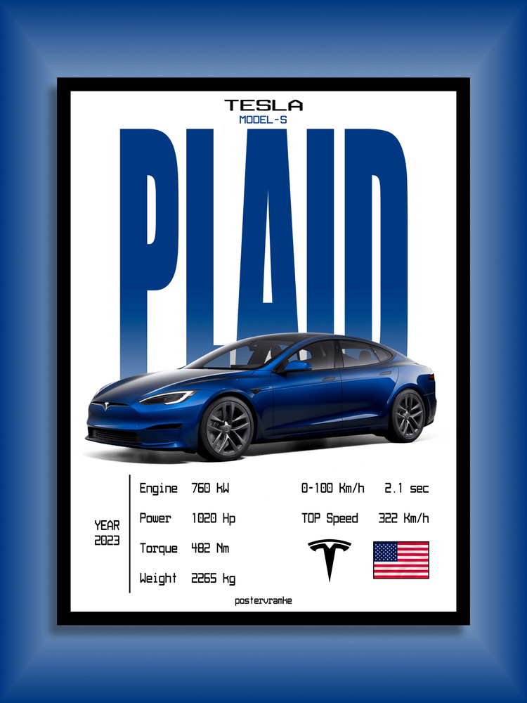 Автомобильный постер Tesla Model S Plaid #1