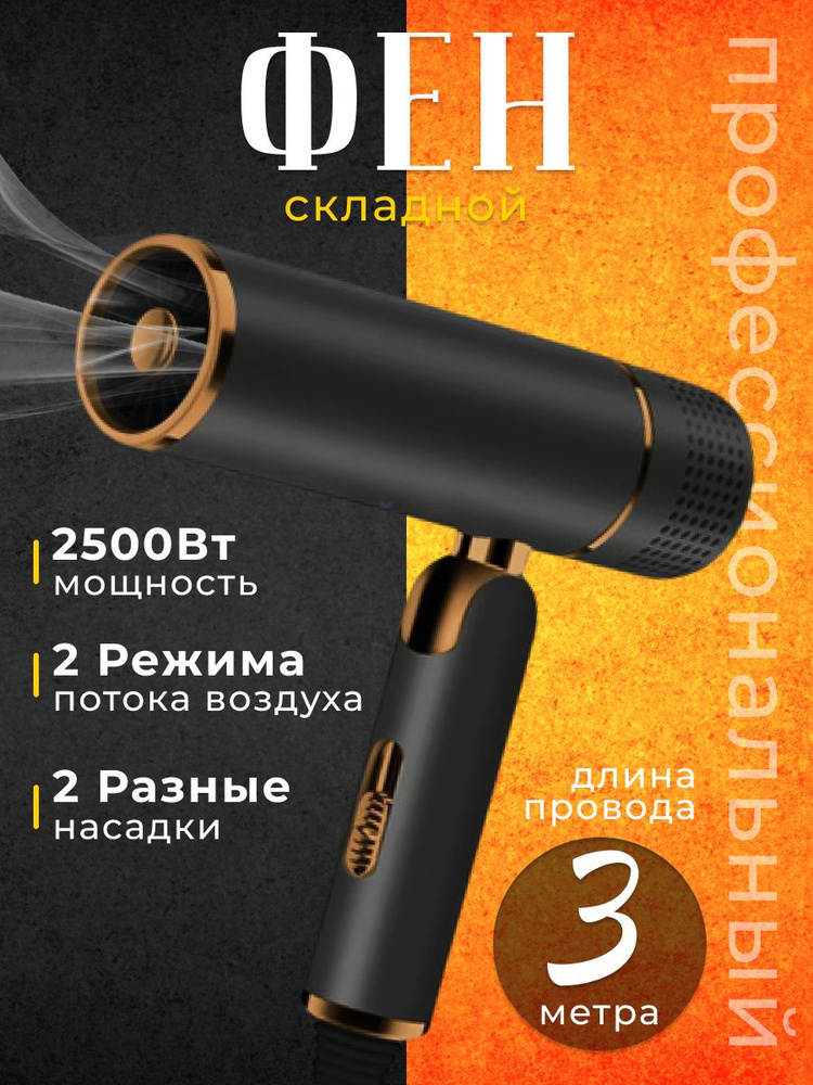 RICH BLONDIN Фен для волос 1 2500 Вт, скоростей 2, кол-во насадок 2, черный #1