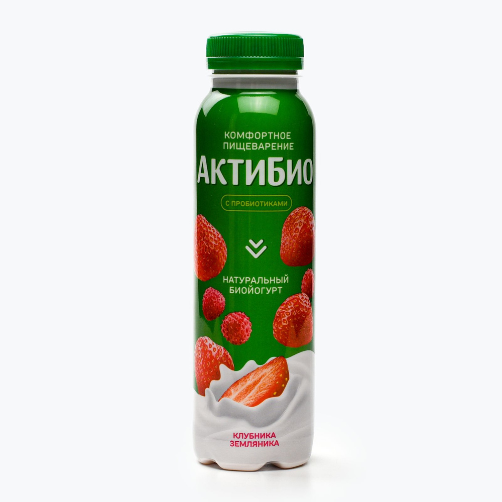 Йогурт питьевой с клубникой и земляникой 1,5% 260 г, АктиБио #1