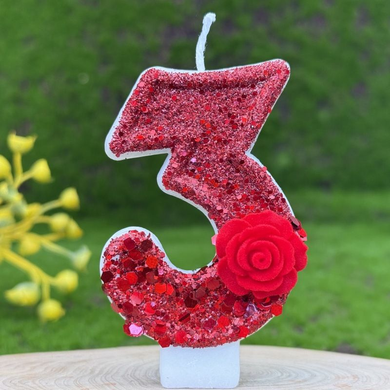 Свеча цифра 3 для торта Роза, 7,5 см #1