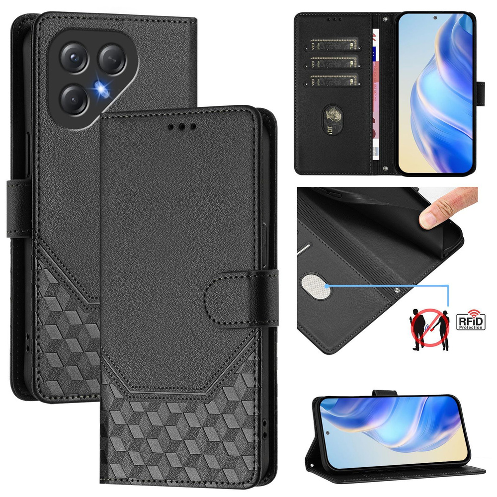 Чехол книжка для Tecno Pova 7 Neo / Текно Пова 7 Нео с блокировкой RFID слот карты стенд магнитный кожаный #1
