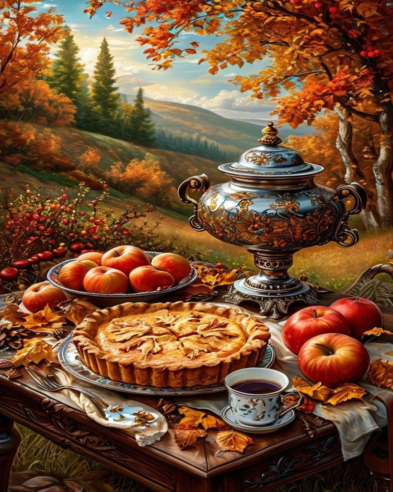 Алмазная мозаика на подрамнике 40x50 см. "Пикник осенью" #1