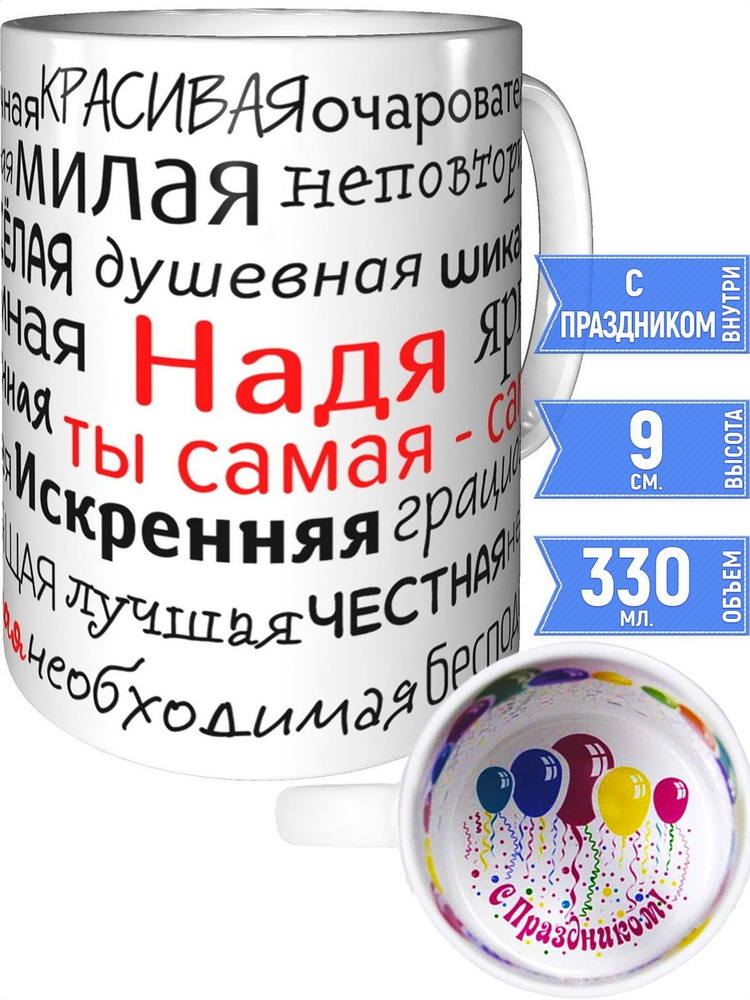 Кружка комплименты Надя - внутри с праздником #1