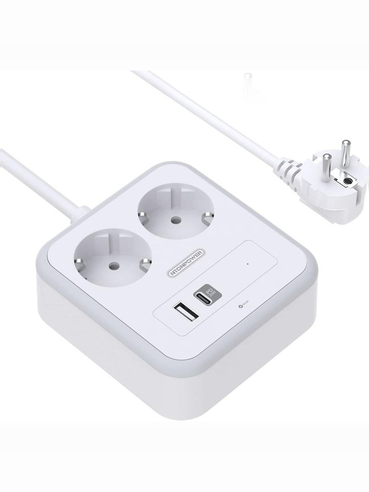 Сетевой фильтр NTONPOWER APD сетевой удлинитель, 2 USB 2 розетки, PD 20W USB-C 18W USB-A, 1.5 м удлинитель, #1