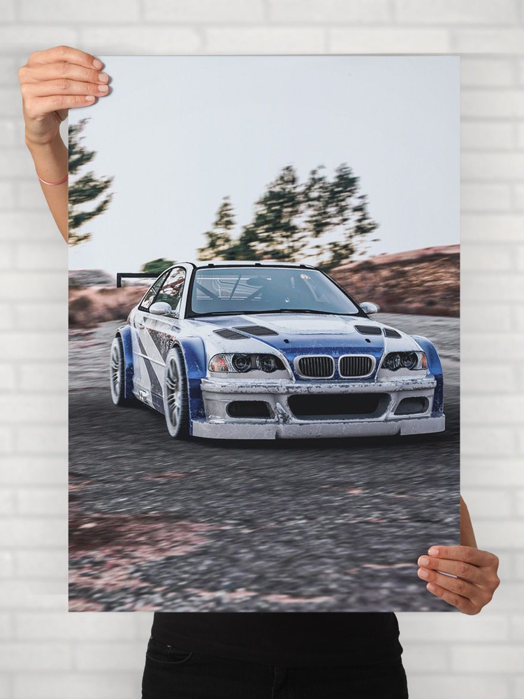 Плакат на стену для интерьера Легенды Авто (БМВ M3 GTR - BMW M3 GTR 3) - Постер по машине формата A1 #1