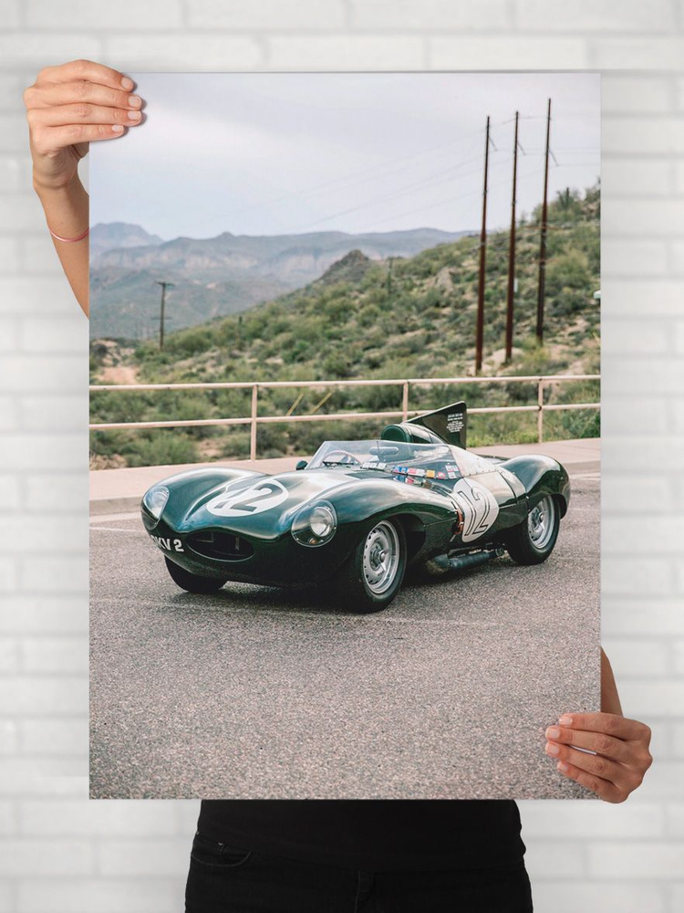 Плакат на стену для интерьера Легенды Авто (Ягуар D-Тип - Jaguar D-Type) - Постер по машине формата A1 #1