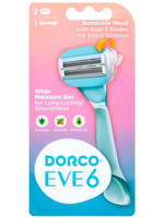Dorco Бритва EVE6 (1 станок, 2 кассеты), женская, 6 лезвий, крепление PACE, плав.головка