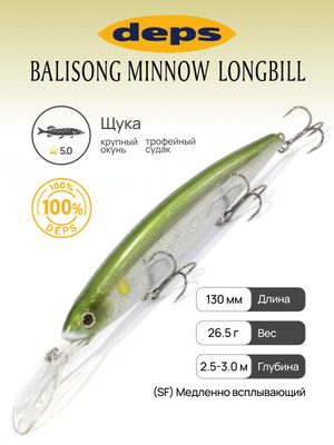 Leurre Deps Balisong Minnow Long Bill 130SF - Flottant Lent - Coloris 24 - 130mm