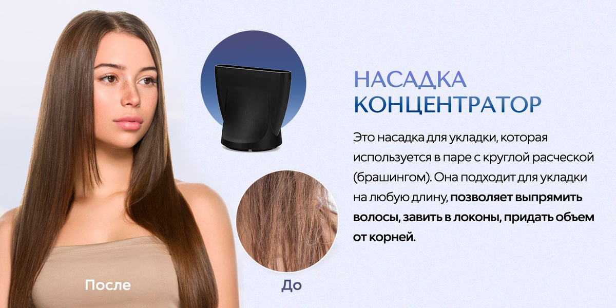 Фен для волос Dykemann Фен профессиональный с 2 магнитными насадками ...