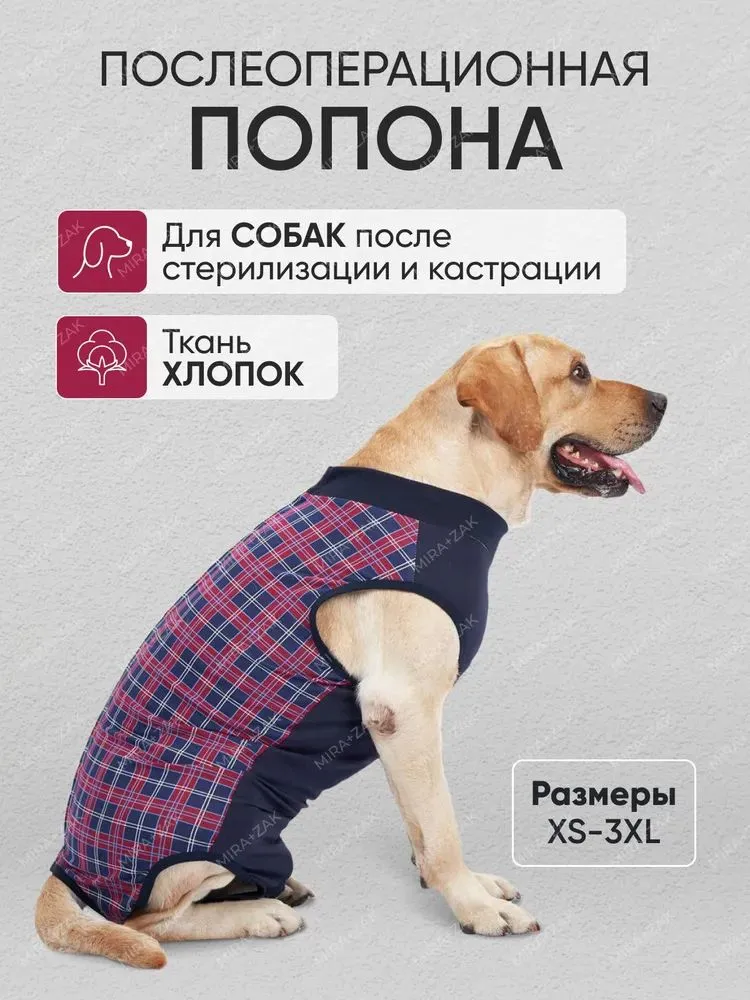Попона послеоперационная для собак в клетку L, вариант