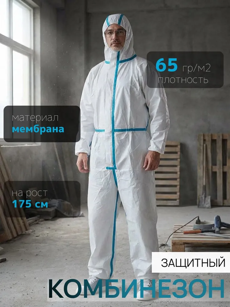 Комбинезон защитный белый, рост 175