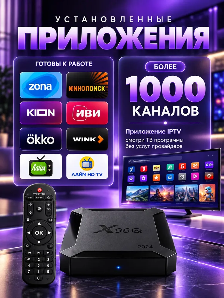 Приставка смарт тв wi fi X96Q / тв приставка для телевизора / Медиаплеер Андроид 10 4К, вариант, фото 3