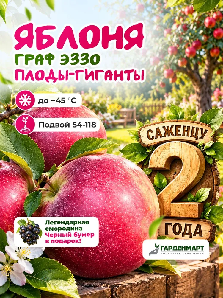 Саженец Яблоня карликовая с гигантскими плодами Граф Эззо, вариант