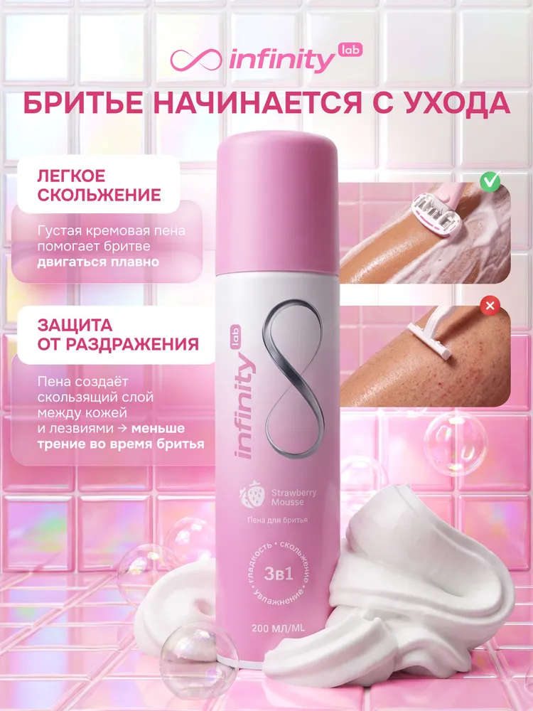 Пена для бритья женская INFINITY 3 в 1. Скольжение, увлажнение, гладкость., вариант, фото 2