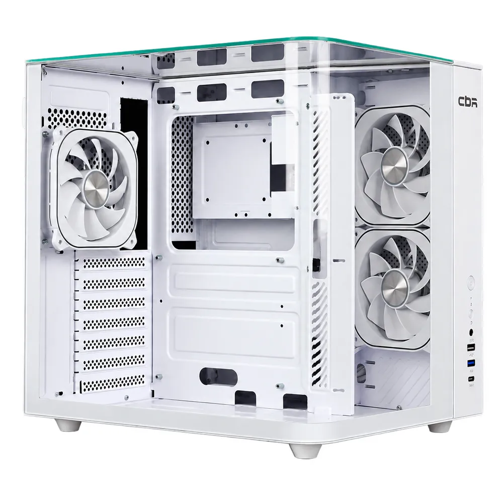 CBR Корпус ATX Cube X860WT, без БП, 1*USB Type-C, 1*USB 3.0, 1*USB 2.0, HD Audio+Mic, 3*fans, White PCC-ATX-X860WT-WPSU, белый, фото 5