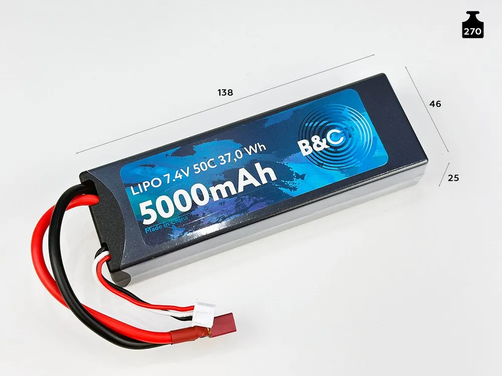 B&C 2S 7.4V 5000mAh 50C T-plug Hardcase Lipo battery B&C 2S 7.4V 5000mAh 50C T-plug Hardcase Lipo battery