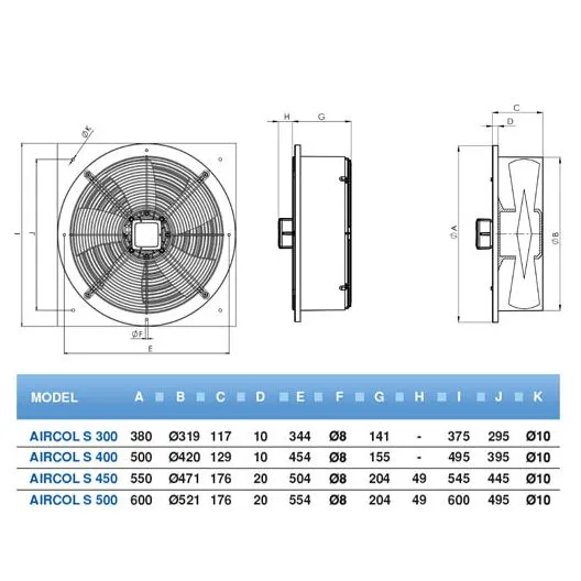 Вентилятор осевой вытяжной AIRCOL/ИБМ S 300 SQUARE 220в малошумный промышленный для вентиляции теплиц, вариант, фото 5