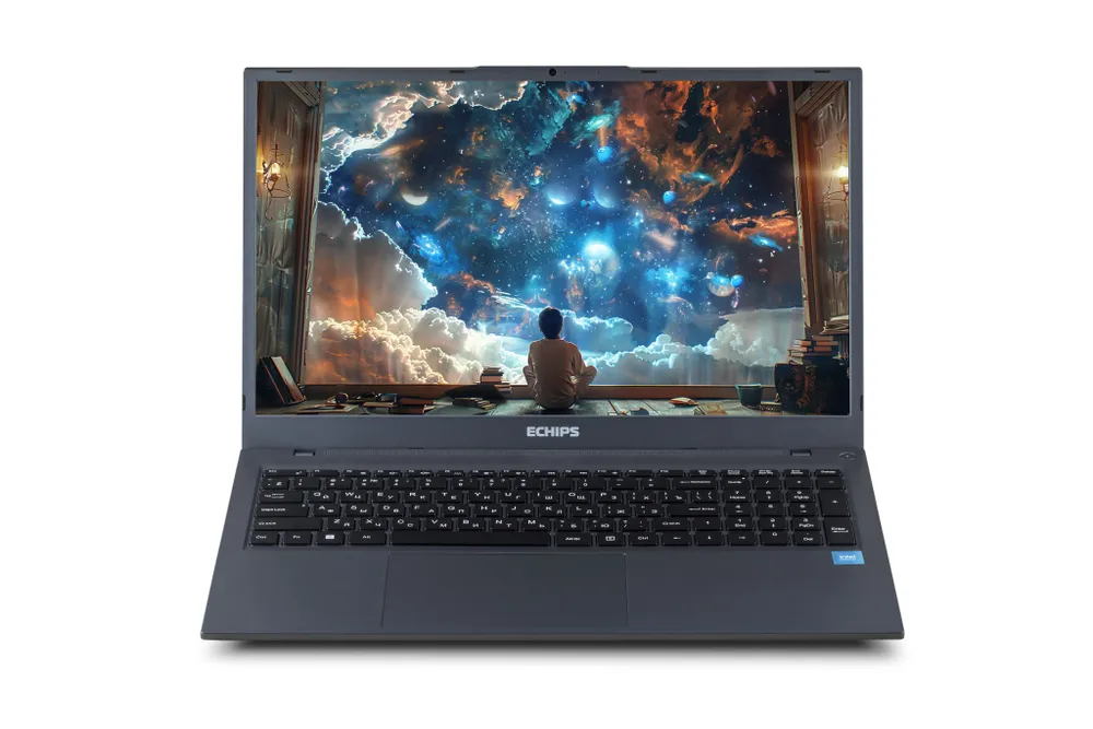 Echips Ноутбук 17.3", Intel Processor N100, RAM 8 ГБ, SSD 256 ГБ, Intel UHD Graphics, Windows Home, черный, Русская раскладка