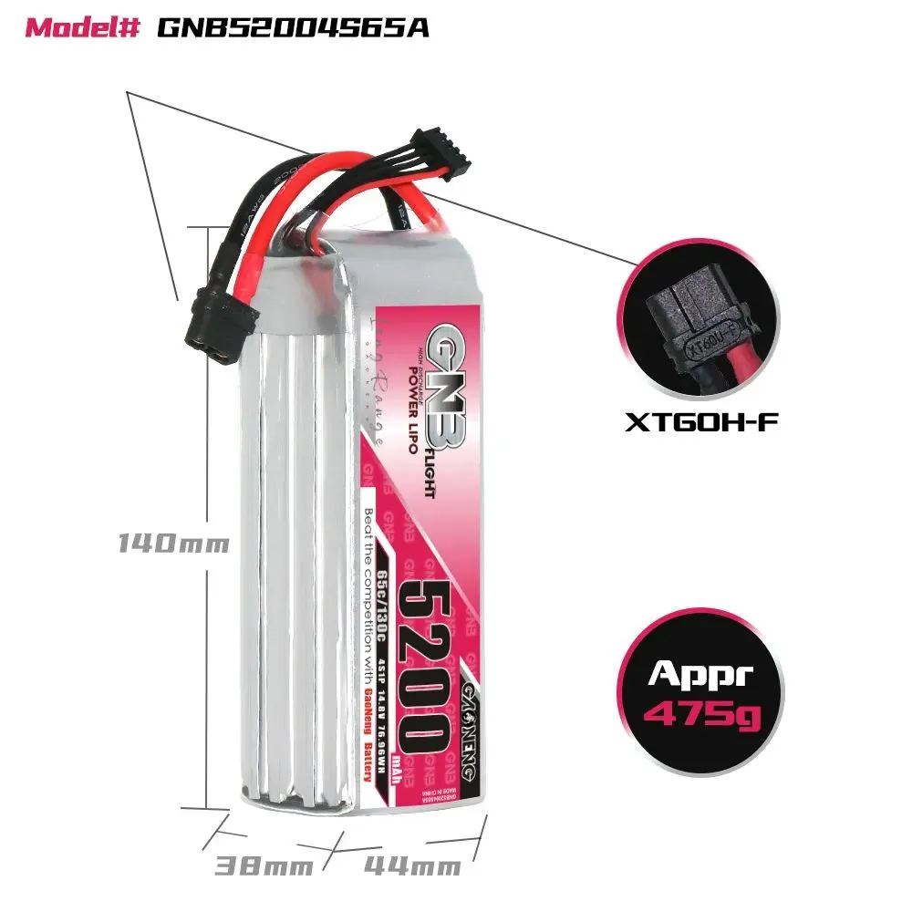 Gaoneng GNB 4S 14.8V 5200mAh 65C XT60 Lipo battery