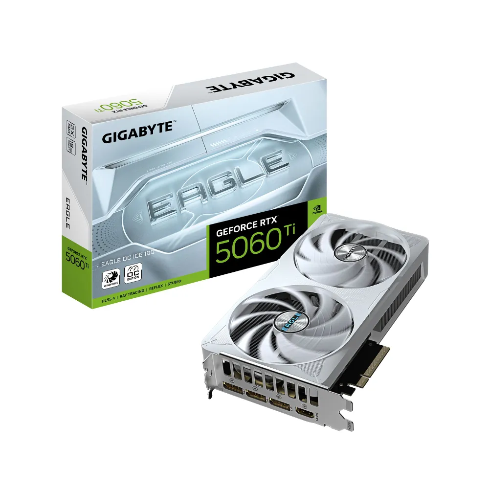 Gigabyte Видеокарта GeForce RTX 5060 Ti EAGLE ICE OC 16 ГБ (GV-N506TEAGLEOC ICE-16GD)