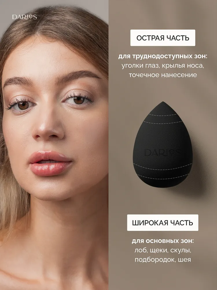 Спонж для макияжа для тонального крема черный, DARieS, черный, фото 5