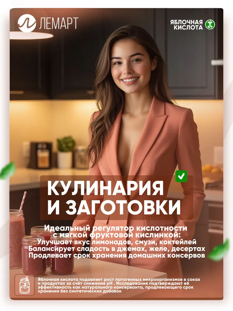 Яблочная кислота пищевая порошок 1 кг, 1 кг, фото 4