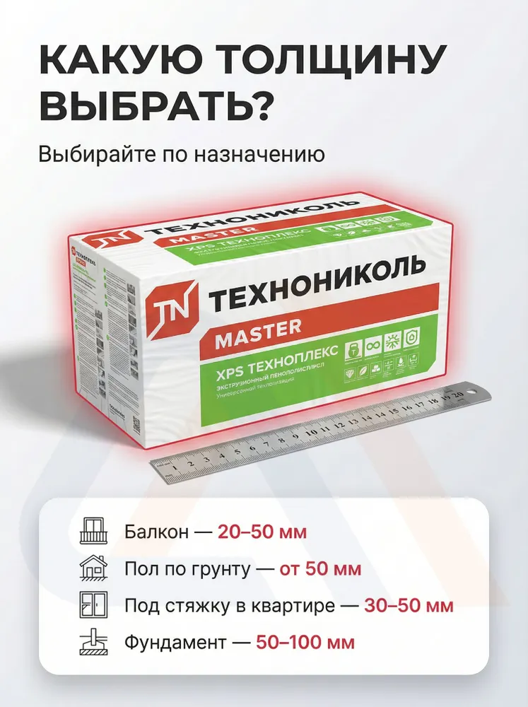 Утеплитель XPS ТЕХНОПЛЕКС 50 мм. 1 уп. (8 плит/5,48м2) из пенополистирола для фасада, стен, крыши, пола / Экструдированный пенополистирол ЭППС, вариант, фото 3