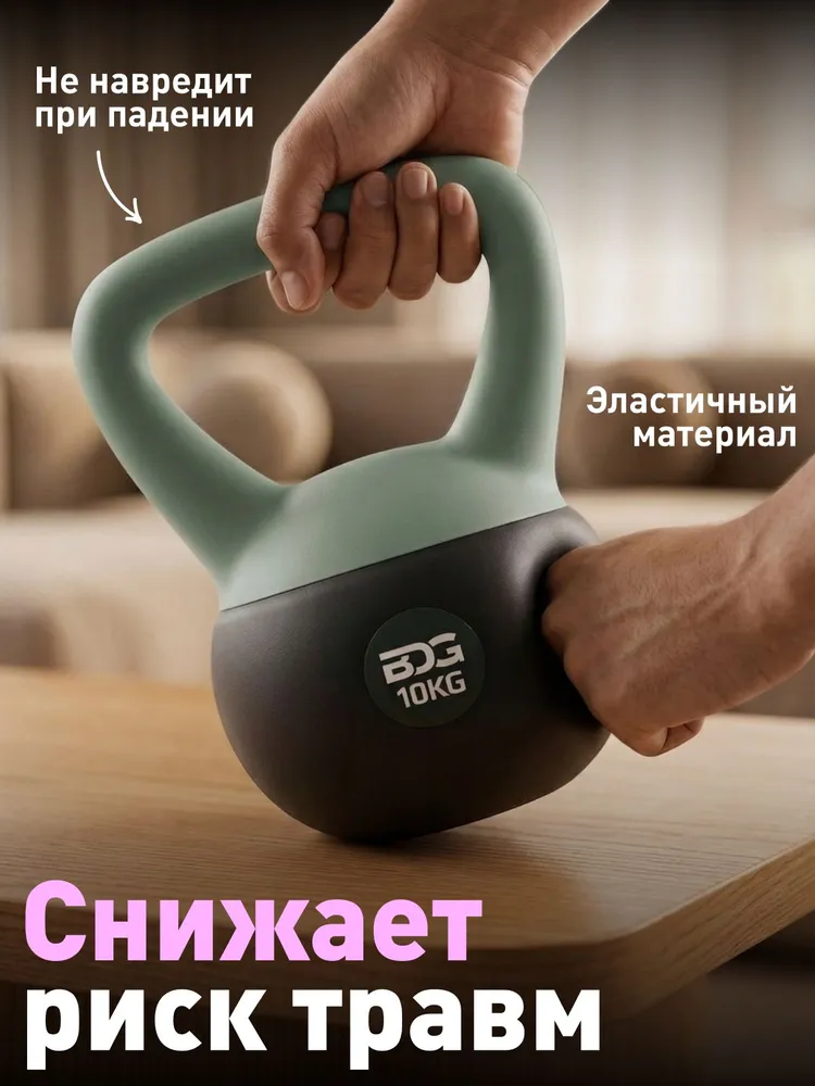 Гиря мягкая, 10 кг, черно-зеленая, 10 кг, фото 2