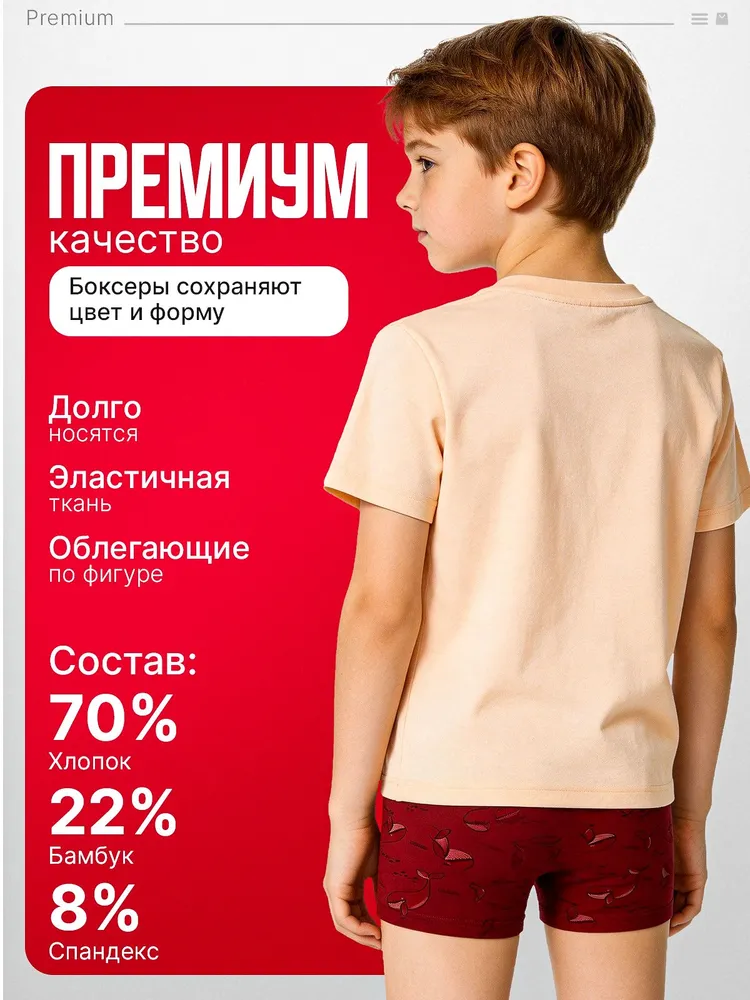 Плавки купальные боксеры для мальчика, 4 шт, 4 шт, фото 2