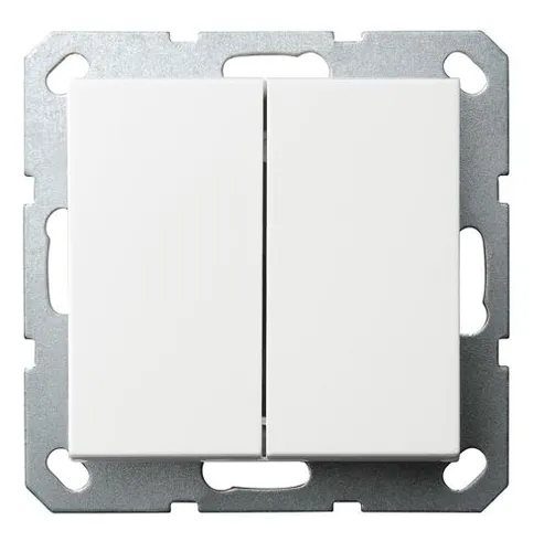 Выключатель 2-х клавишный с двух мест, белый, без рамки