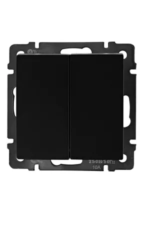 Выключатель проходной встраиваемый Werkel 2 клавиши, цвет черный