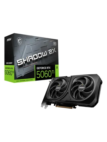 MSI Видеокарта GeForce RTX 5060 Ti Shadow 2X OC Edition Plus GDDR7 16 ГБ (GeForce RTX 5060 Ti 16G SHADOW 2X OC PLUS)