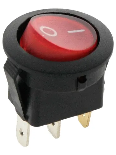 Переключатель клавишный R777, красный, круглый-220 V-3 pin-2 шт.